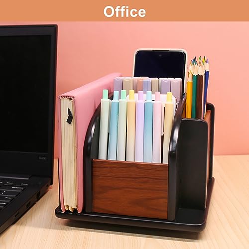 Coideal Fernbedienungshalter Caddy - großer hölzerne rotierende Fernbedienungsorganisator für Office Tisch (6 Fächer)