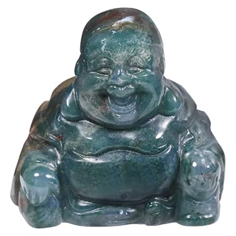 Loveliome Hand Carved Crystal Stone Maitreya Buddhism, 1.5 Inch Laughing Happy Buddha Figurine Home Decoration, India Agate Cover