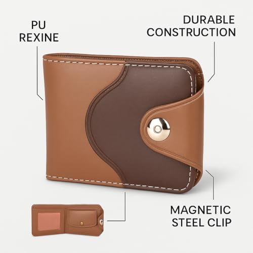 Image of Pu Bifold Tan Color Wallets Combo for Men and Boys Best for Gifting and Personal Use Pack of 2 Purse