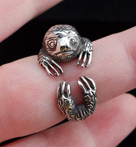 Sterling Silver Sloth Ring, Sloth Gifts, Sloth Jewelry, Silver Ring Sloth, Animal Wrap Ring, Best Gift For Her, Silver Cute Ring, Unique Jewelry, Animal Jewelry #TOP3