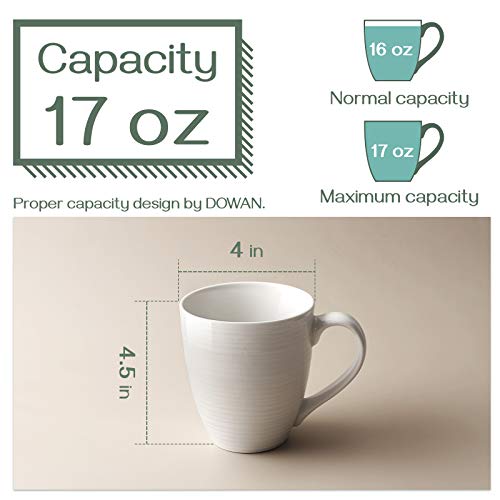 Dowan 17 Oz Large Coffee Mugs Set Of 4 - Ceramic Coffee Mugs With Large Handle, Thanksgiving Christmas Coffee Cups Gift For Hot Or Cold Drinks, Easy To Hold & Texture Design, White #TOP2
