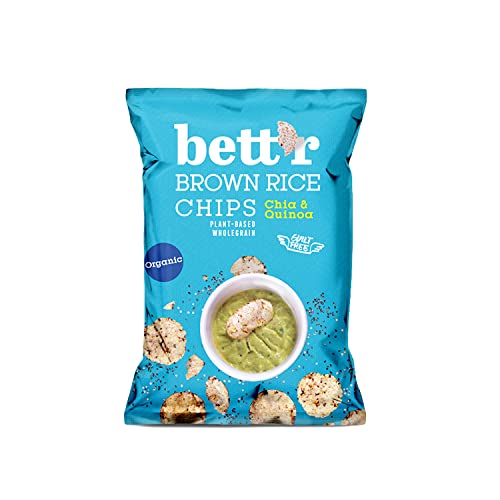Bett’r Brown Rice Chips Chia & Quinoa. Bio, Organisch, Vegan, Gluten free Vegan Snacks-24 x 60 g