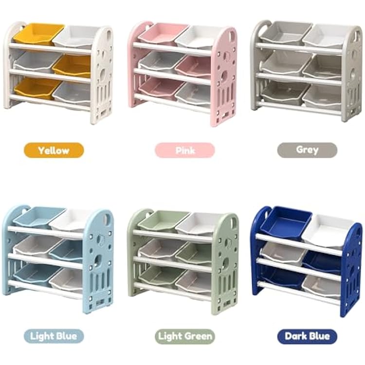 Kids Toy Organizer with 6 Storage Bins, Toy Organizer and Storage for Kids Toys, Children Toy Storage Organizer for Playroom, Kids Room, Nursery Room (Green)