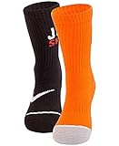 Nike Boy`s High Crew Socks, 2 Pack (Orange(UN0204-437)/Black, Youth Sock Size 5-6 (Kids' Shoe Size...