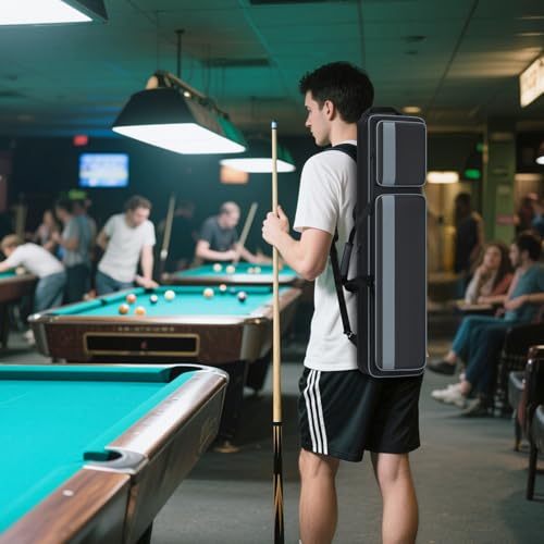 Pool Cue Carrying Case - 4x5 Soft Padded Billiard Stick Bag With Multi-pocket for 4 Butts and 5 Shafts, Accessories (Black)