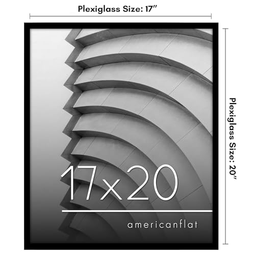 Americanflat 17x20 Picture Frame with Polished Plexiglass - Streamline Collection - Thin Border Picture Frame for Wall Display - Hanging Hardware Included - Black