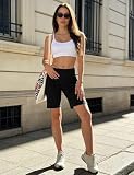 Aseniza Damskie krótkie legginsy do jazdy na rowerze, krótkie spodenki sportowe, z 3 kieszeniami, na siłownię, jogę, czarny, XXL