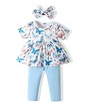 XUANHAO 18 Months Girl Clothes Toddler Girl Clothes Summer Butterfly Ruffle Short Sleeve Outfits Gir
