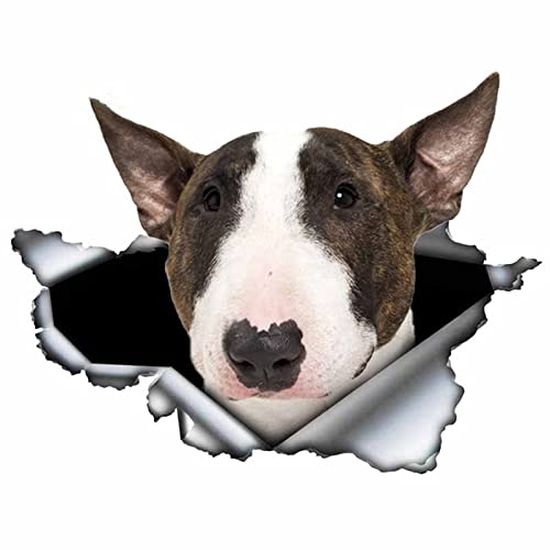 SHUNHUA Autocollants Muraux 3D Creative White Bull Terrier Autocollant De Voiture 3D Décalque en Métal Déchiré Autocollants Réfléchissants Imperméables Animal Chien Décalque Vinyle, 13cm * 4cm