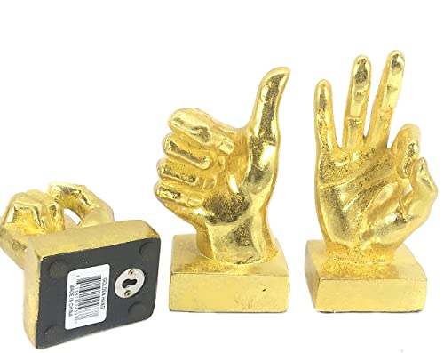 Bellaa Hand Statues Finger American Sign Language Gesture Signal Table Golden Sculpture Creative Modern Art Figurine Home Decor Thumbs Up Peace Ok #TOP6