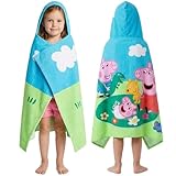 Get Trend Peppa Pig Serviette de Bain avec Capuche Filles, 125x75cm, Coton Poncho de Bain Enfant, Douce et Absorbante Serviette de Plage, Voyage Accessoires, Ete Cadeau Fille (Multi Peppa)