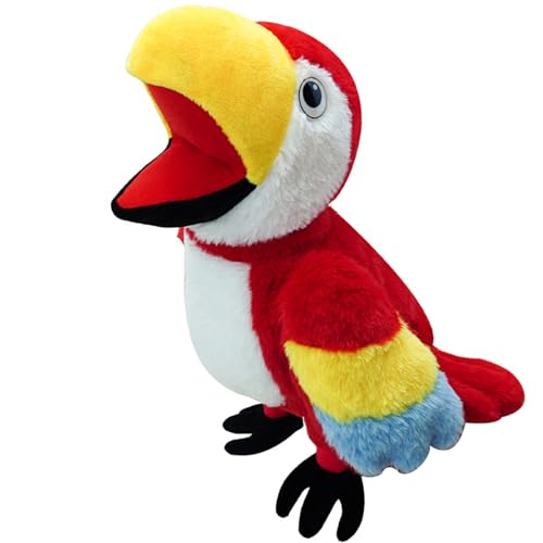 Marionnette à main perroquet en peluche avec bouche mobile pour spectacle