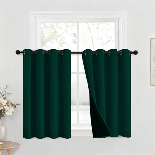 Yakamok Emerald Green Blackout Curtains 36 inches for Living Room, 52" Wide