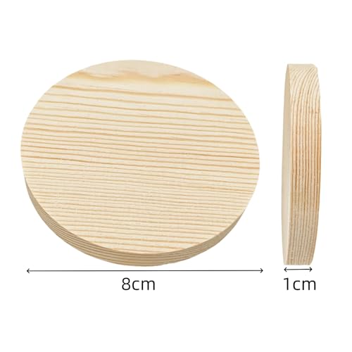 10 Stück Kiefernholz-Kreis-Plaketten, 8x1cm blanko unbehandelte runde Holzkreise Plaketten für Bastelprojekte, Gravierung, Holzbrennen, Malerei