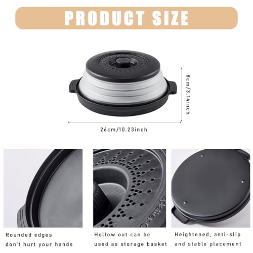 Cubreplatos de cristal para microondas con función de colador y protector de alimentos 4