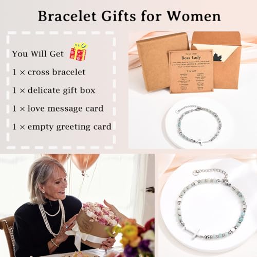 Image of Religious Cross Bracelet for Women Girls, Christian Gifts for Daughter Granddaughter Sister in Christ Friend Niece on Birthday Christmas Easter Valentines Day Graduation