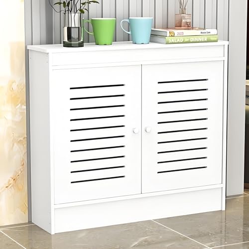 Moderna cubierta blanca para radiador con 2 puertas, elegante rejilla para baño y sala de estar, solución de calefacción decorativa (60 x 60 x 20 cm)