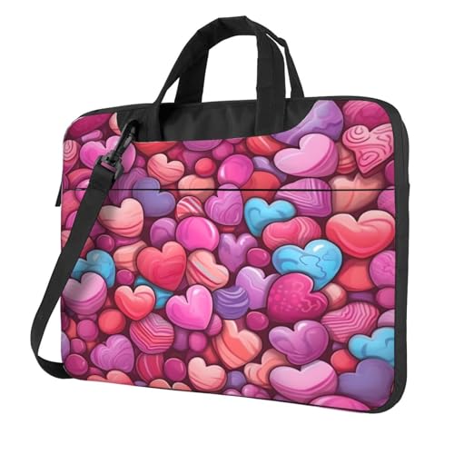 Entemne Bolsa para portátil de 13 pulgadas, diseño de corazones dulces y dulces, ligera, resistente al agua, para ordenador o tableta, maletín, multicolor, 13 inch