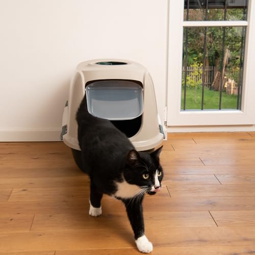 kooa - Haubentoilette für Katzen | aus 90% recyceltem Plastik | für größere & mehrere Katzen | inkl. Kohlefilter gegen Gerüche & praktischem Tragegriff | Maße: 64 x 46 x 45 cm