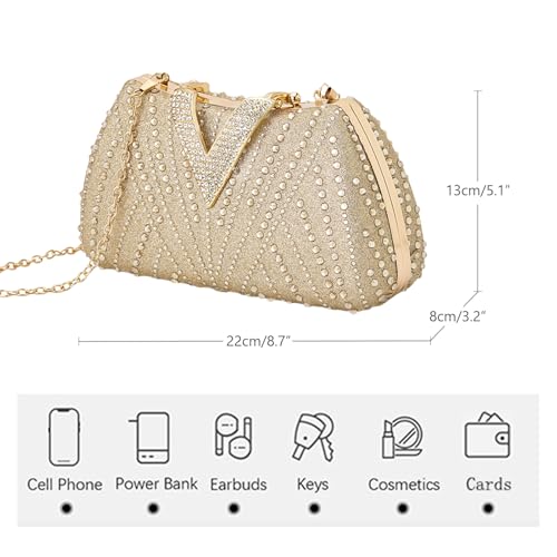 Image of SH Clutch Purse Rhinestone Clutch Purses for Women Glitter Prom Purse