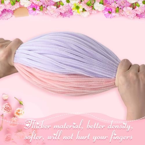 Peryiter 500 Pcs Pipe Cleaners for DIY Flower Bouquets, Chenille Stems for Graduation Bouquet Crafts, Fuzzy Sticks for Handmade Flowers, DIY Gift, Art Projects(Pink & Purple Flower,12 Inch) by Peryiter - Image 6