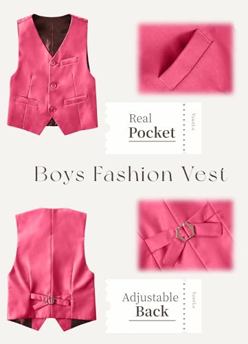 Image of YuanLu Boys Suit Homecoming Dresses for Kids Ring Bearer Outfit Suits Tuxedo Formal Vest and Pants Suit Set