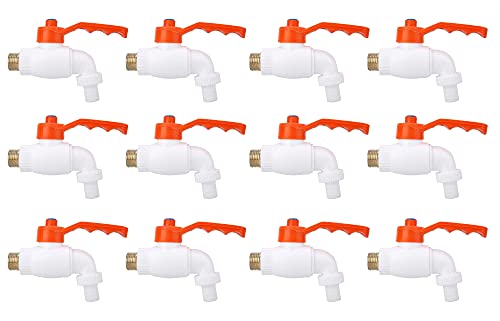 Image of BATH GURU Plastic Heavy Duty White Turkey Nozzle Bib Cock Tap for Bathroom Kitchen & Garden (Pack of 12)