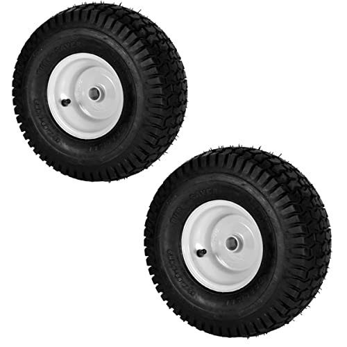 Rocky Mountain Goods 15x6.00 6 NHS Lawn Mower Tire and Wheel - Replacement Wheel for Craftsman John Deere Cub Cadet Riding Mower Tractor - Turf Saver Tread - Heavy Duty 4 Ply - Tubeless Tire (2)
