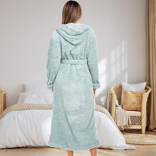 Image of Alexander Del Rossa Womens Fluffy, Fuzzy Robe for Women,Women's Long Hooded Robes, Plus Size