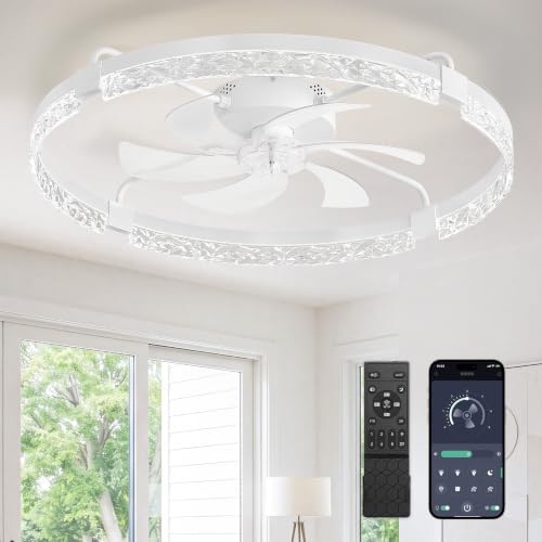 LEDIARY Ceiling Fans with Lights 26 Inch White
