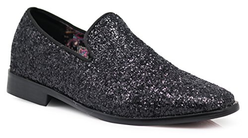 Image of SPK04 Men's Vintage Glitter Dress Loafers Slip On Shoes Classic Tuxedo Dress Shoes