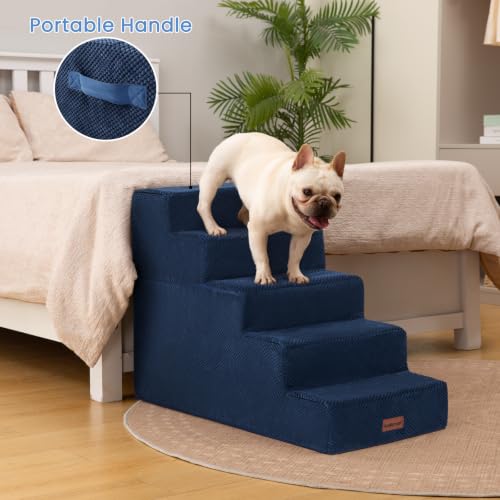 Image of Aodisman Dog Stairs for High Beds 22.6 inch H, 5-Step Pet Steps for Small Dogs