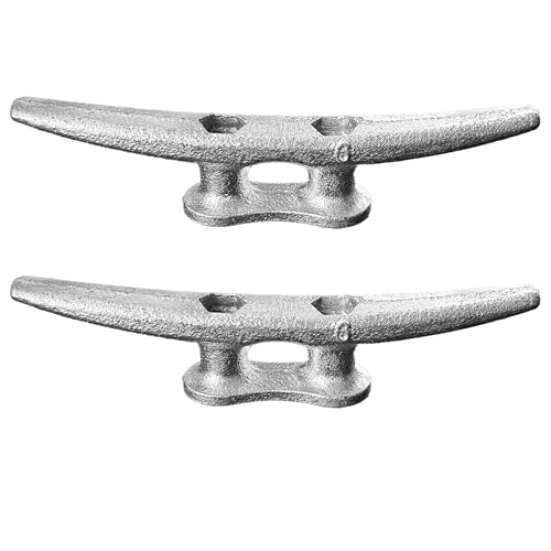 Laorde Dock Cleats 6 inch Galvanized Boat Cleats Cast Iron Marine Grade Rope Cleat for Mooring, Pier, Canoe, Nautical Maritime Decor, Tie Down (2 Pack)