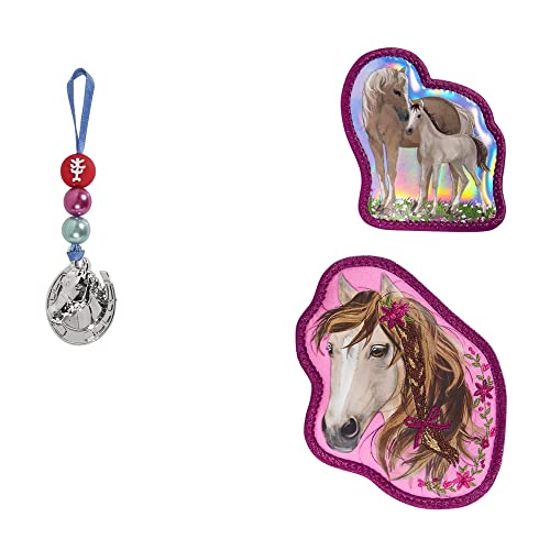 Step by Step Magic MAGS „Horse Lima“, 3-teilig, 2 Magnet-Applikationen und 1 Anhänger, Ergänzung für Schulranzen oder Vorschulrucksack, beige-blau-braun-rosa-weiß