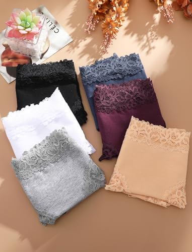 ALL OF SHE Womens Cotton Underwear Cheeky Bikini Panties for Women Sexy Lace Briefs Soft Stretch Underwear Pack 6