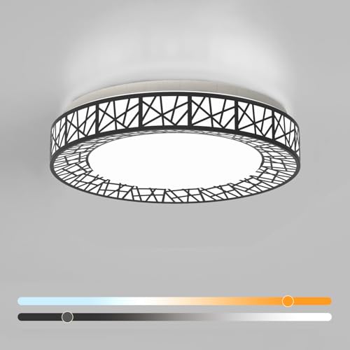 Lightania 16 Inch Flush Mount Ceiling Light, Modern Black LED