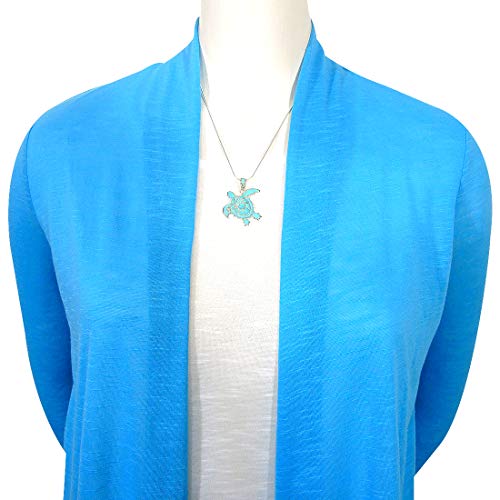 Turtle Turquoise Pendant Necklace Sterling Silver 925 (Sterling Silver Pendant with 20" Stainless Chain)2