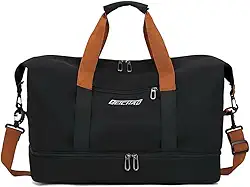 Bolsa Mala de Viagem e Academia Grande Capacidade Portátil, Leve, Transversal, Casual Unissex para Fitness, Natação, Camping e Uso Diário (Preto)