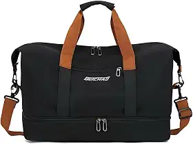 Bolsa Mala de Viagem e Academia Grande Capacidade Portátil, Leve, Transversal, Casual Unissex para Fitness, Natação, Camping e Uso Diário (Preto)