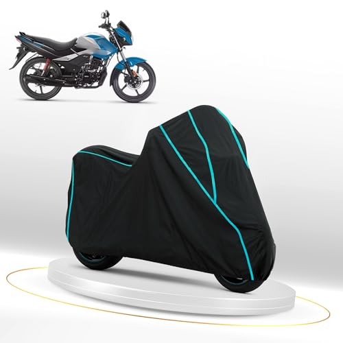 Image of Waterproof Bike Cover for Hero Passion | Dustproof, UV Heat Resistant & Windproof with Full Bottom Elastic, Heavy Duty Polyester Fabric, Triple Stitched - Black