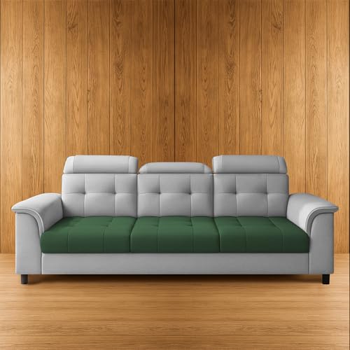 Image of Casaliving Ella 3 Seater Sofa Set for Living Room (Green Grey Colour Fabric) Premium Fabric Sofa