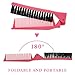Healeved Folding Comb Travel Size Compact Double Teeth Hair Brush Portable Detangling Styling Tool for Women on-the-Go Hair Care