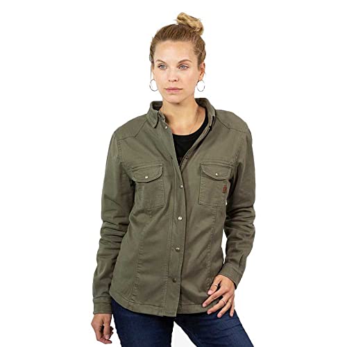 John Doe Damen Motoshirt XTM Oliv Motorradjacke mit Protektoren CE, Gr. L, JDL8003-L