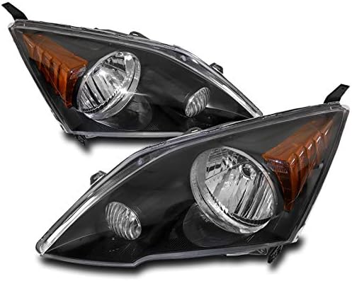 Replacement Headlights Headlamps Black For 2007-2011 Honda CR-V CRV