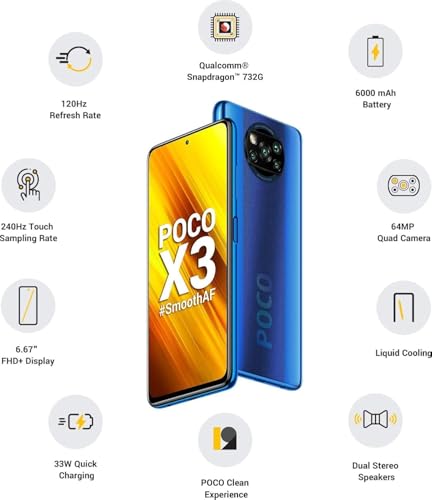 Image of POCO X3 (Cobalt Blue, 6GB RAM / 128GB Storage)