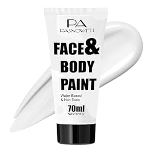 White Face Paint 70ml – Professional Water-Based Body Paint for Skeleton, Clown & Zombie Looks, Non-Toxic Washable Face Body Paint for Halloween SFX Cosplay Makeup ,Costume Events,Party