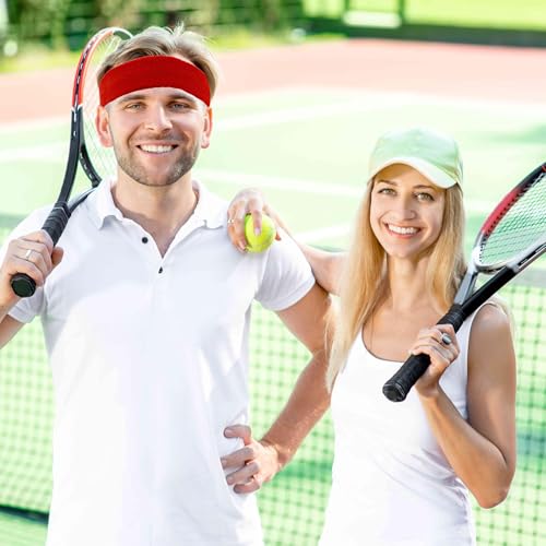 Image of 4 Pack Sweatbands Sports Headband for Men and Women, Moisture Wicking Athletic Workout Headband for Running, Tennis, Basketball, Yoga, Gym Stretchy Unisex Sweatband