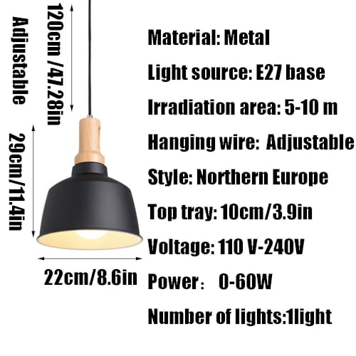 Lampe suspendue de plafond avec abat-jour en métal robuste à vis