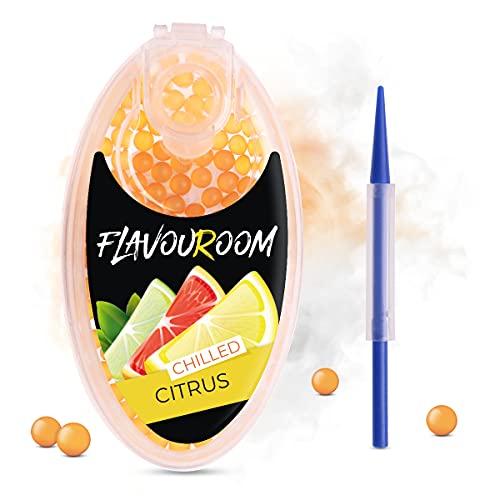 Flavouroom - 100 cápsulas de cítricos refrigerados premium | Capsulas aromaticas para un sabor inolvidable | incluye caja para guardar Chilled Citrus Click Pods Cover