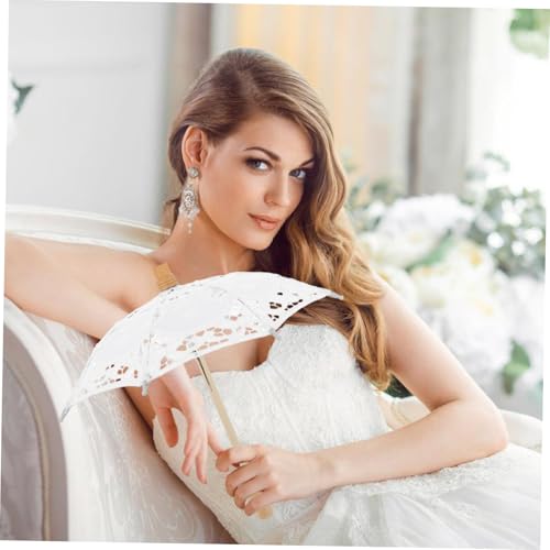 Paraguas de encaje blanco románticos BESPORTBLE accesorios para bodas y recuerdos inolvidables 6